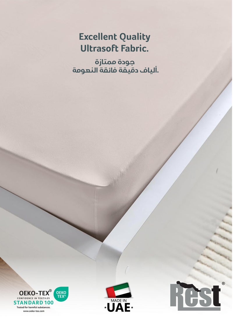 REST Fitted Bedsheet 160x200+30cm Breathable Plush Ivory Fabric with Deep Pockets Machine Washable for Optimal Protection - Image 2